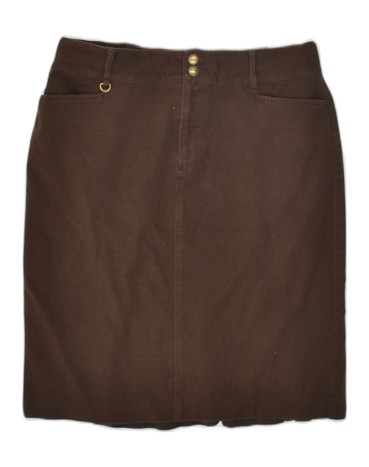 CHAPS Womens Straight Skirt US 8 Medium W30 Brown Cotton | Vintage Chaps | Thrift | Second-Hand Chaps | Used Clothing | Messina Hembry 