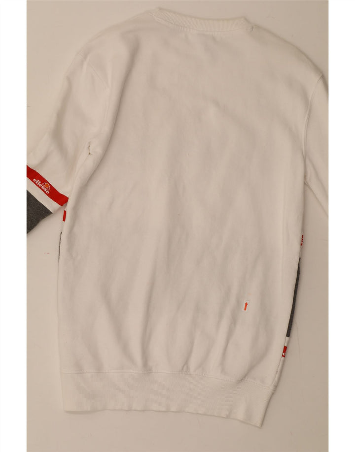 ELLESSE Womens Oversized Sweatshirt Jumper US 2 XS White Colourblock Vintage Ellesse and Second-Hand Ellesse from Messina Hembry 