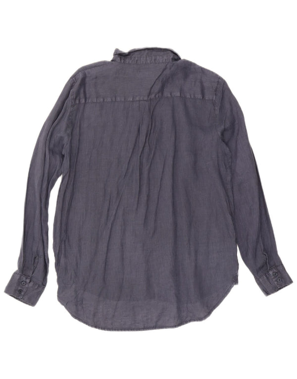 Camicia da donna di Dack UK 16 Grande lino blu navy