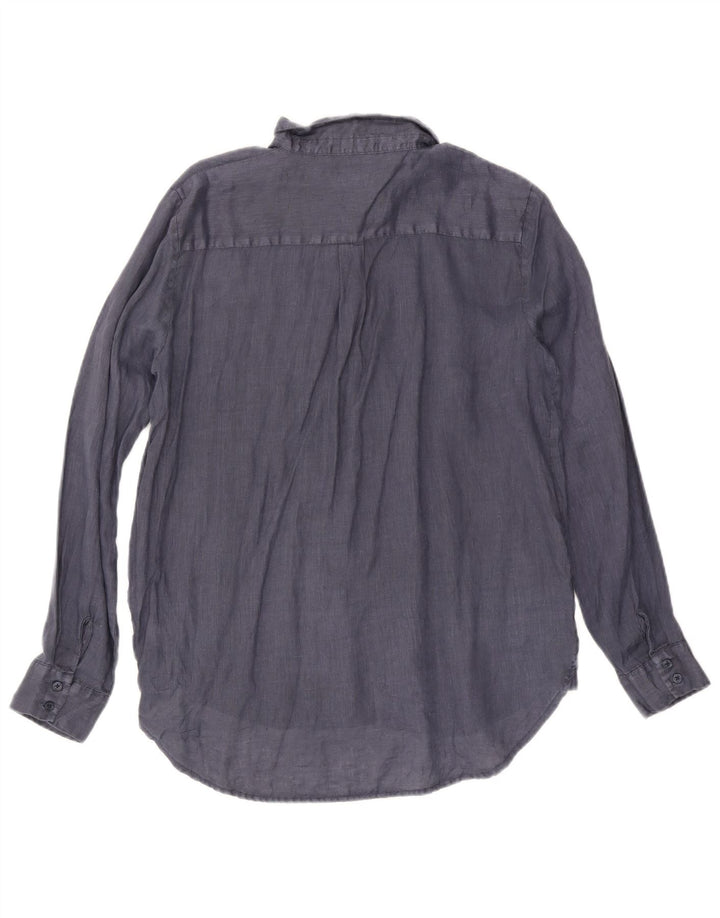 Camicia da donna di Dack UK 16 Grande lino blu navy