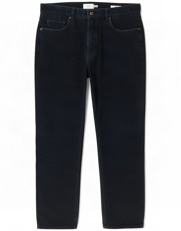 Pantaloni casual da uomo Marks & Spencer vestibilità regolare W34 L29 cotone blu navy