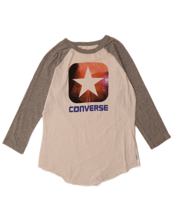 Converse Top grafico da donna manica 3/4 UK 6 XS bianco Colourblock