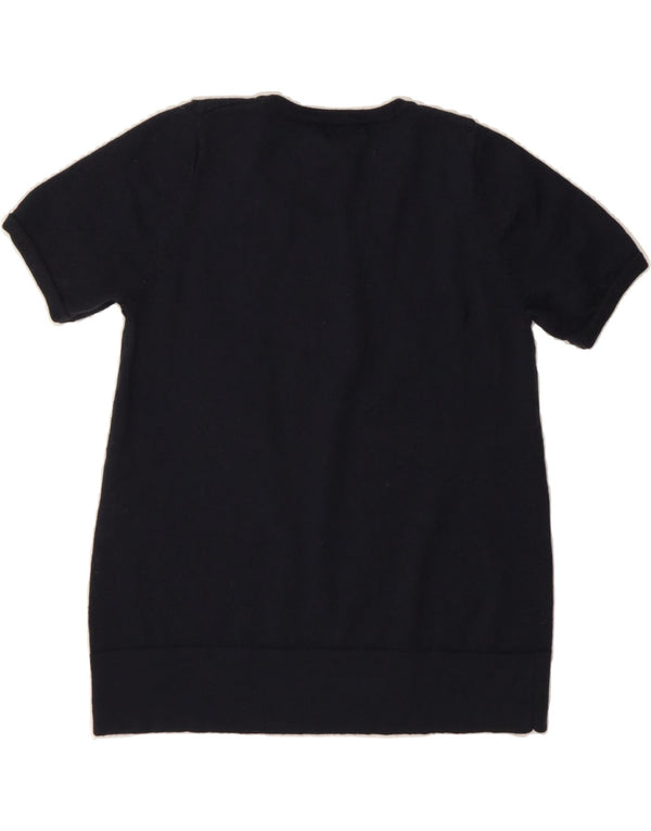 KOOKAI Womens Short Sleeve Crew Neck Jumper Sweater US 3 Small Navy Blue
