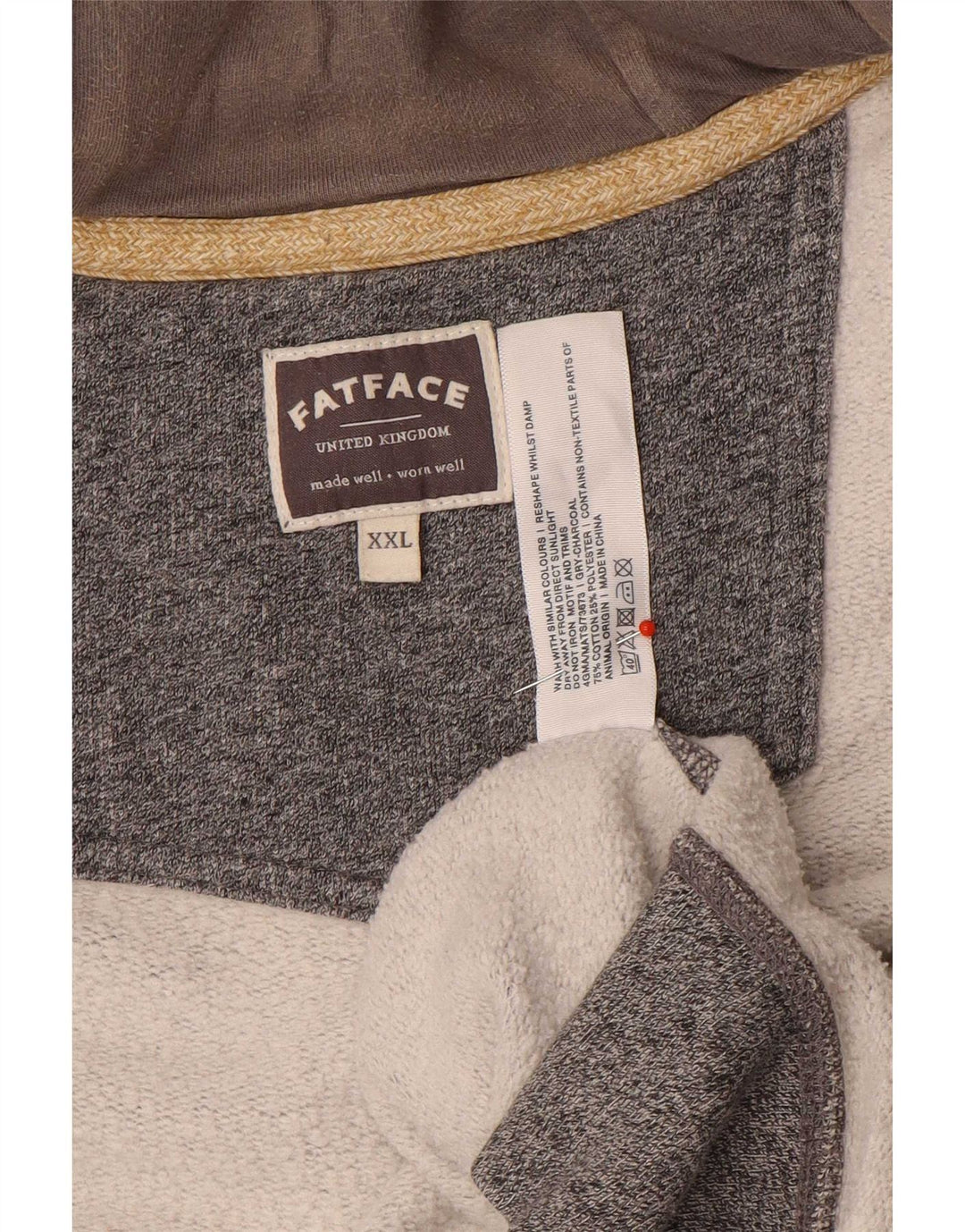 Felpa con cappuccio e zip da uomo Fat Face 2XL in cotone grigio