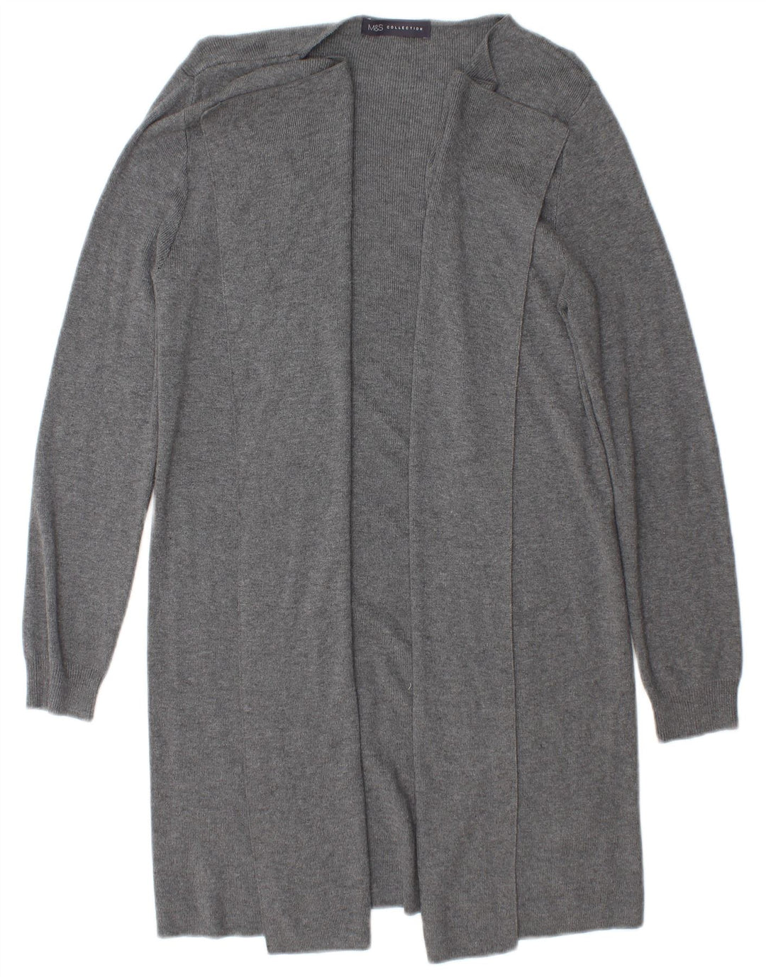 Maglione cardigan aperto lungo da donna Marks & Spencer UK 10 piccolo grigio