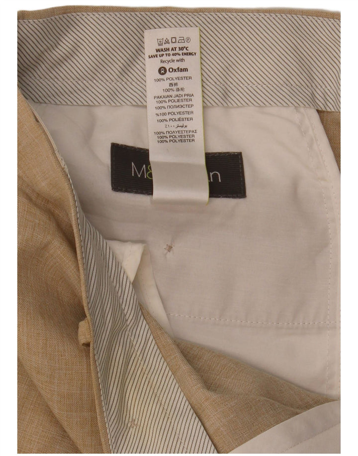 MARKS & SPENCER Pantaloni da abito dritti da uomo W36 L31 Poliestere beige