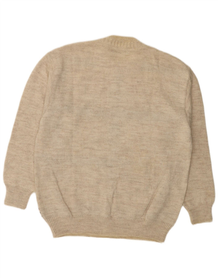 MALAGRIDA Maglione da uomo girocollo maglione grande Beige Fair Isle