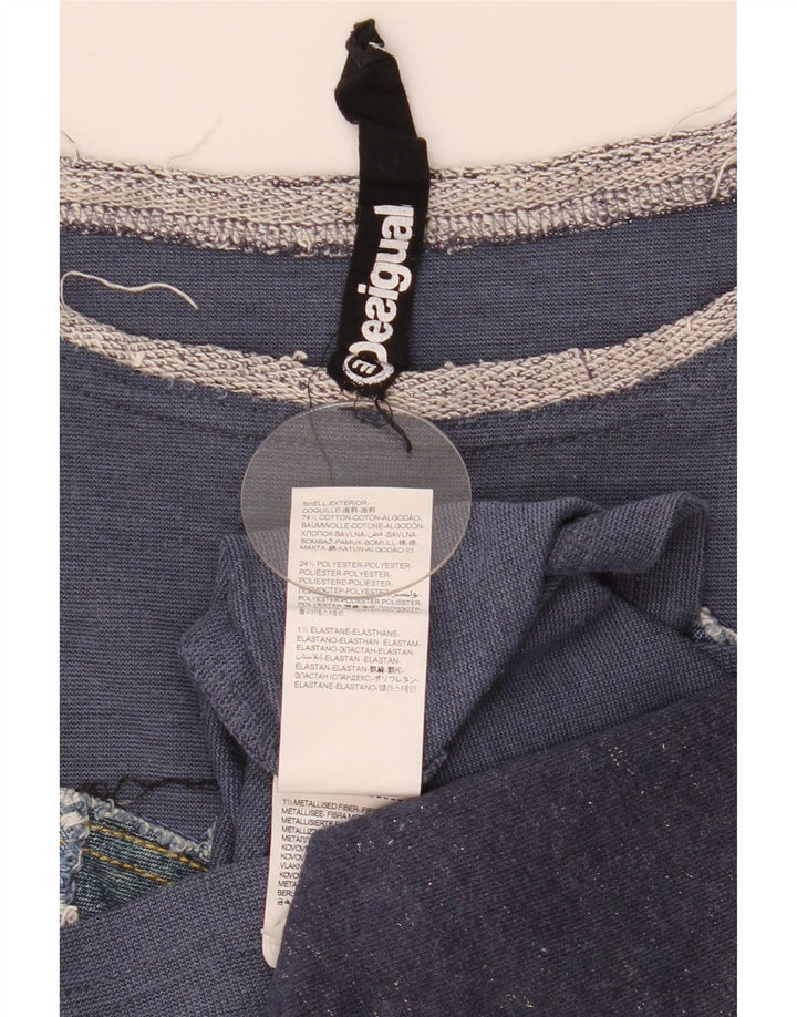 Desigual Donna Graphic Top Manica 3/4 UK 14 Patchwork Medio Blu Navy