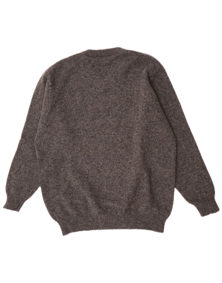 Maglione vintage da uomo con scollo a V IT 54 XL in lana grigia