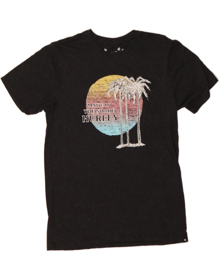 HURLEY Mens Graphic T-Shirt Top  Medium Black Flecked Cotton Vintage Hurley and Second-Hand Hurley from Messina Hembry 