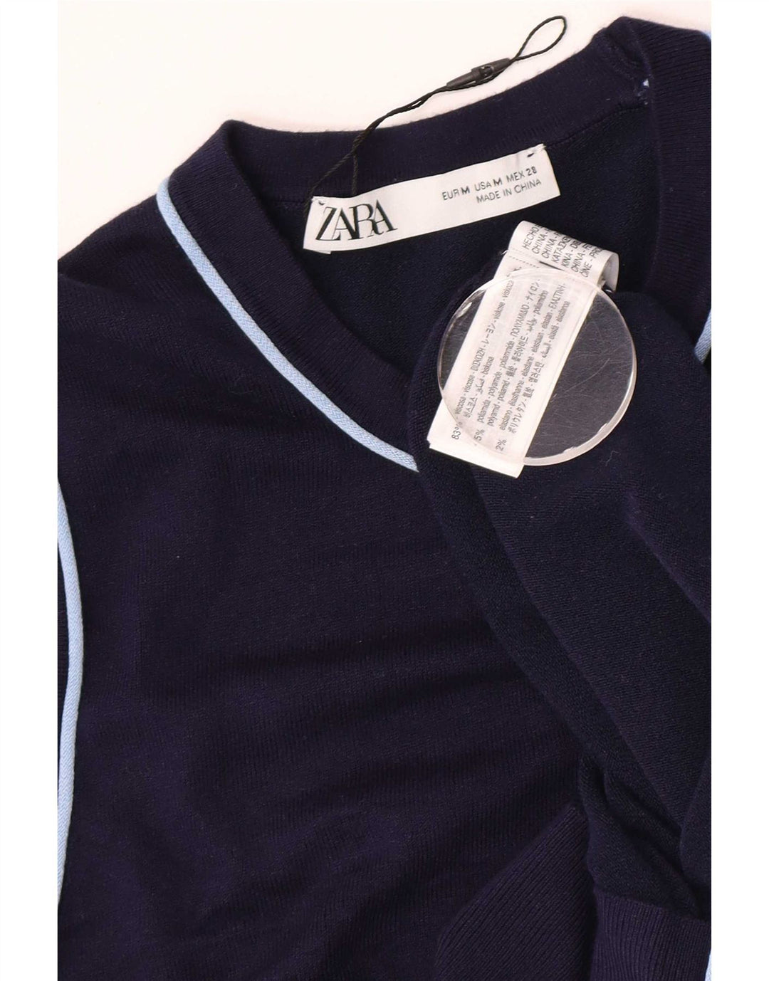 Canotta canotta da donna Zara UK 12 media blu navy in viscosa