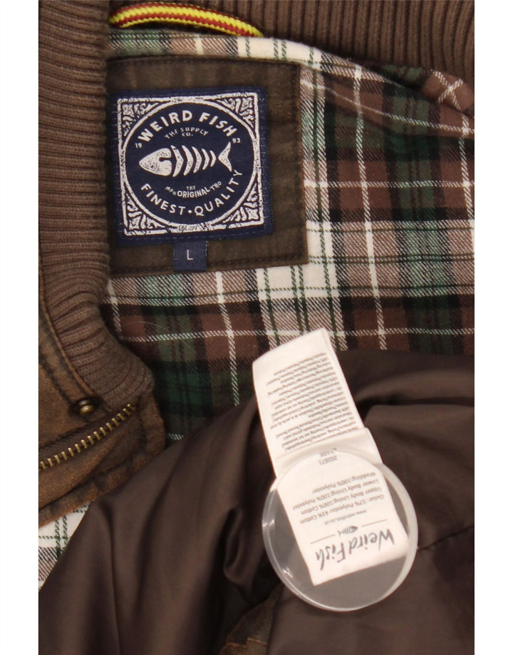 WEIRD FISH Gilet imbottito da uomo UK 40 Large Marrone Poliestere