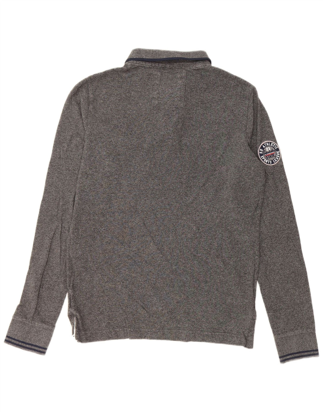 Polo da uomo a maniche lunghe con grafica classica Superdry in cotone grigio medio