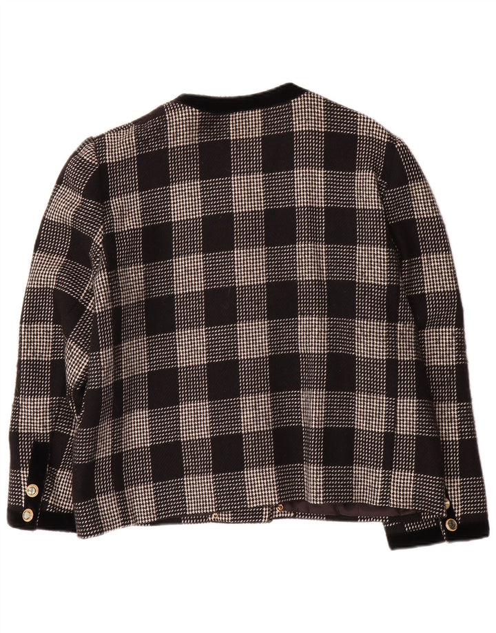 Giacca blazer vintage da donna a 5 bottoni UK 14 pied de poule nero medio