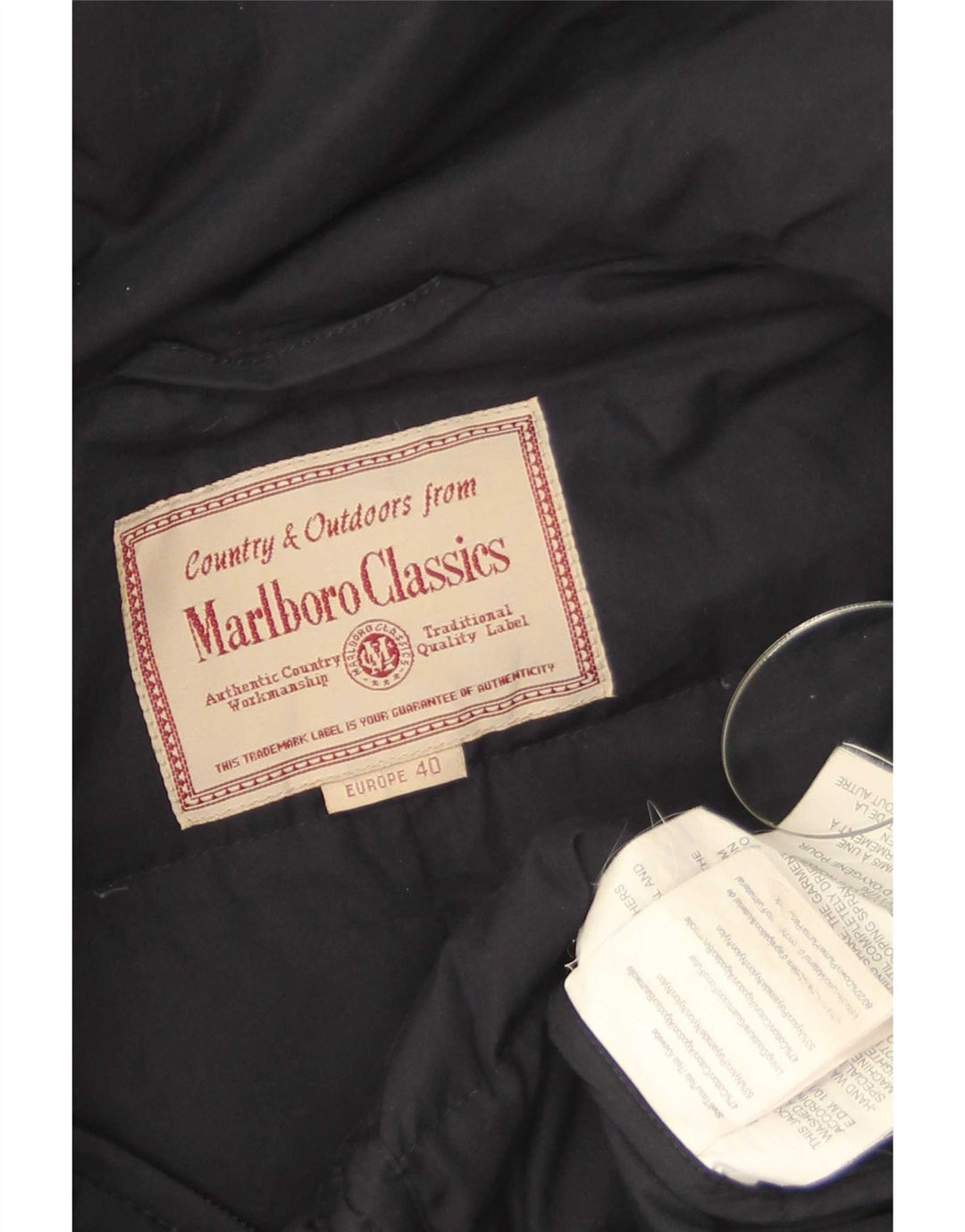 Cappotto imbottito con cappuccio da donna Marlboro Classics EU 40 cotone medio blu navy