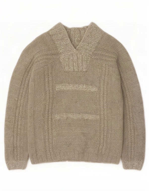 Vintage Womens V-Neck Jumper Sweater UK 16 Large Grey