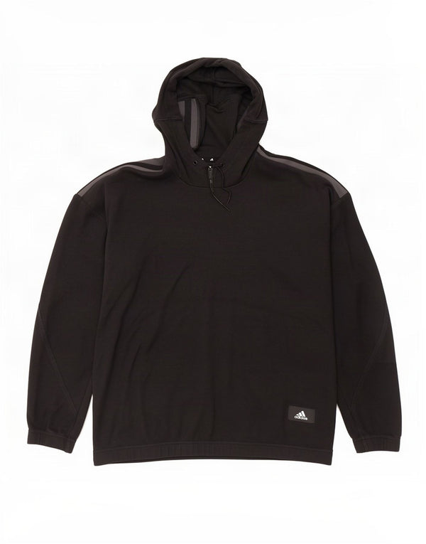 Adidas Mens Hoodie Jumper Medium Black Cotton