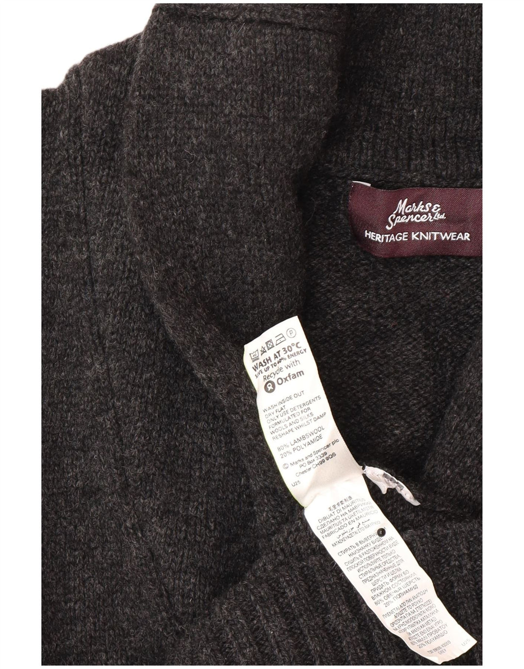 Maglione cardigan da uomo Marks & Spencer grande lana grigia