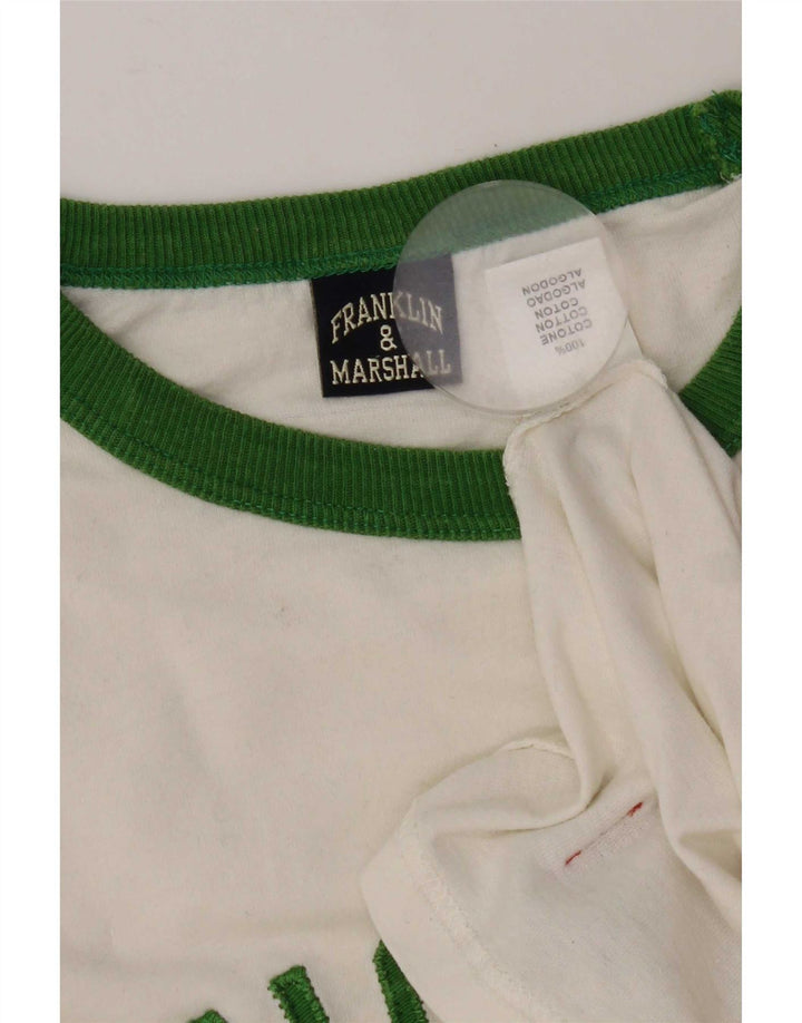 Franklin & Marshall Top grafico da uomo a maniche lunghe in cotone bianco grande