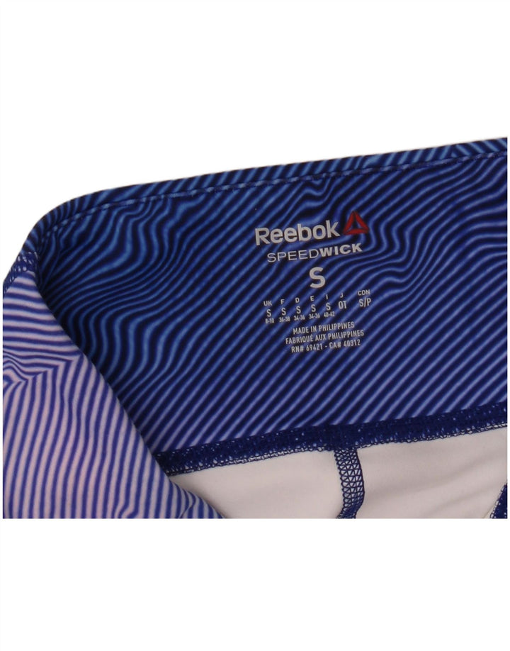 Leggings Capri Reebok da donna UK 8/10 Small Blue Striped