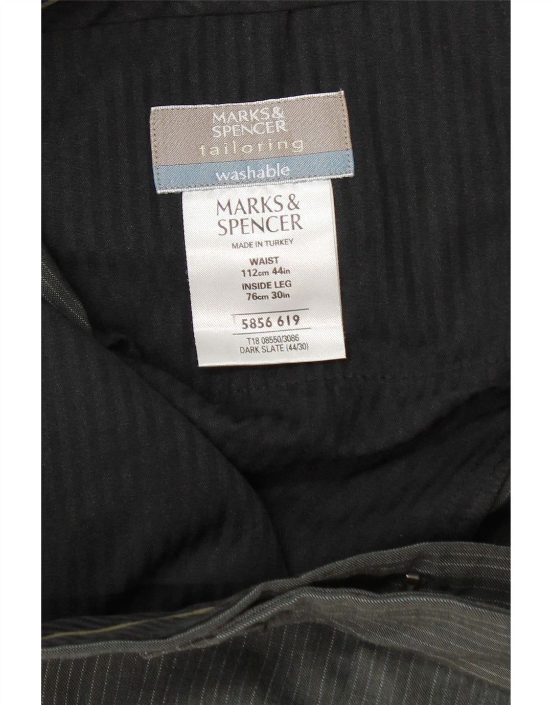 Pantaloni da abito dritti da uomo Marks & Spencer W44 L30 poliestere grigio
