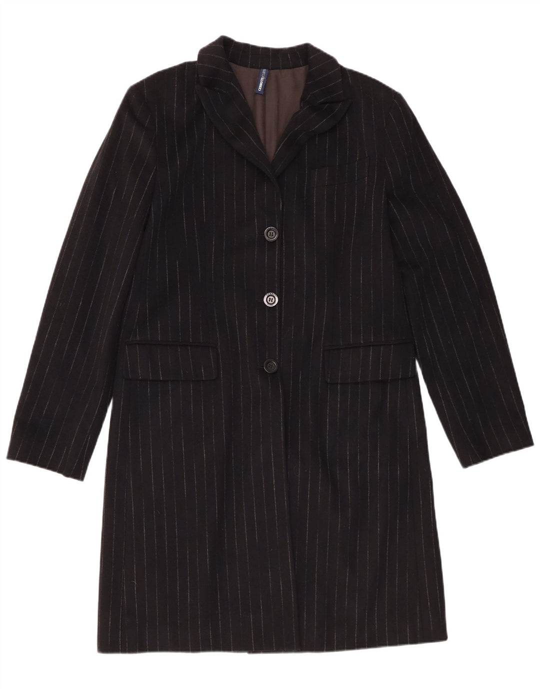 Giacca blazer a 3 bottoni lunga da donna Cerruti EU 46 XL gessato nero