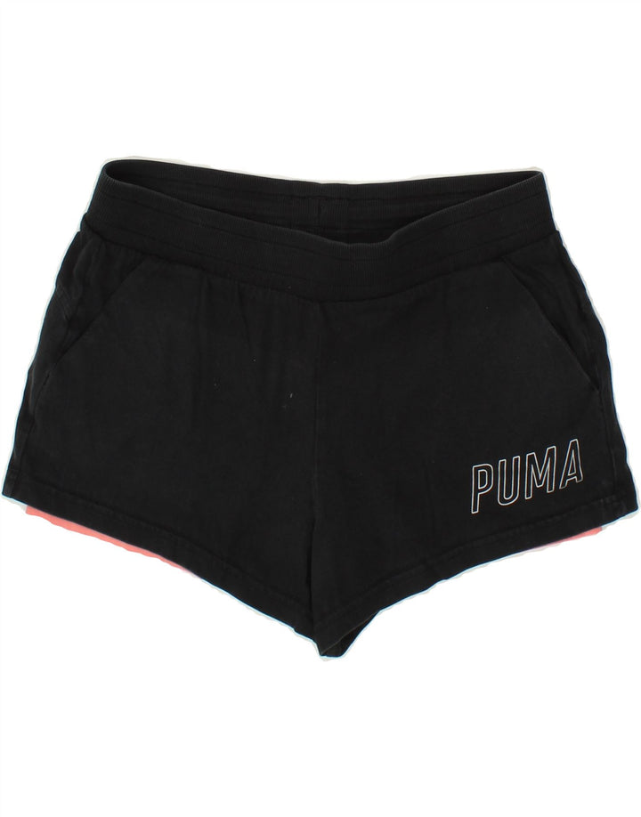PUMA Womens Graphic Sport Shorts UK 12 Medium Black Cotton Vintage Puma and Second-Hand Puma from Messina Hembry 