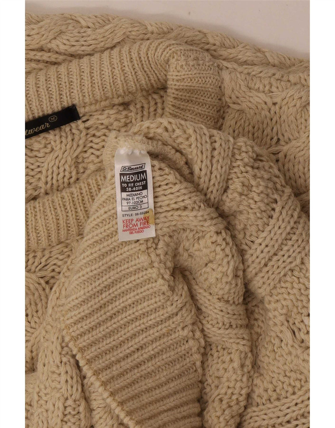 Maglione maglione girocollo da uomo St. Bernard, acrilico beige medio
