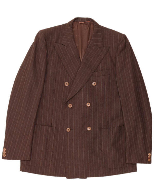 Giacca blazer doppiopetto vintage da uomo IT 54 2XL a righe marroni