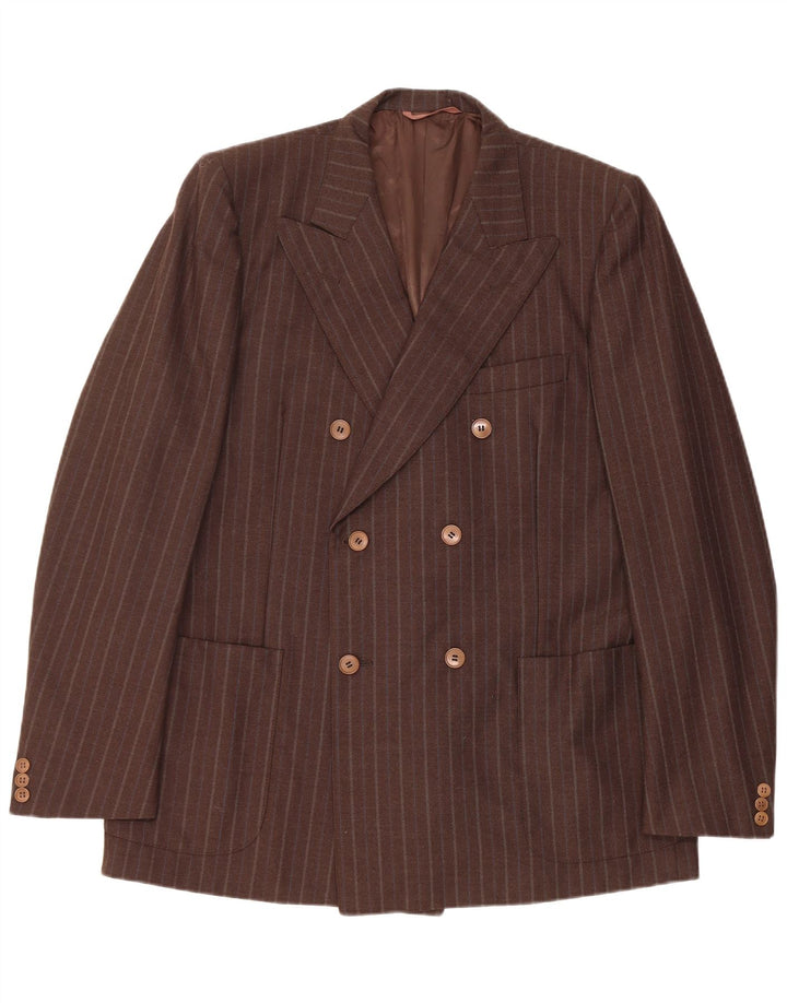 Giacca blazer doppiopetto vintage da uomo IT 54 2XL a righe marroni