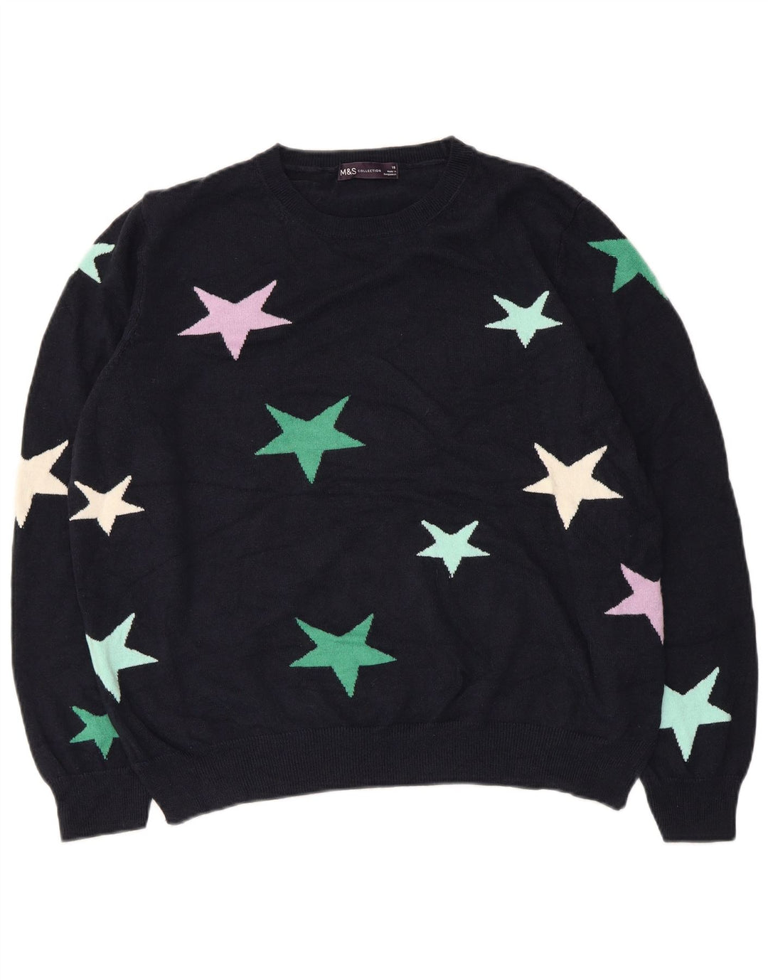 MARKS & SPENCER Maglione da donna con scollo a barca UK 18 XL Blu navy