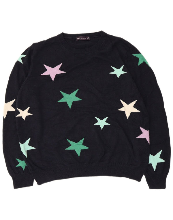 MARKS & SPENCER Maglione da donna con scollo a barca UK 18 XL Blu navy