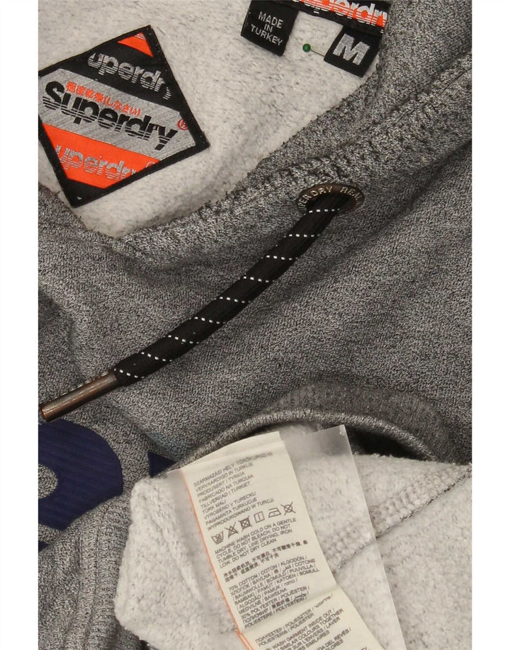 Maglione con cappuccio grafico da uomo Superdry in cotone chiazzato grigio medio