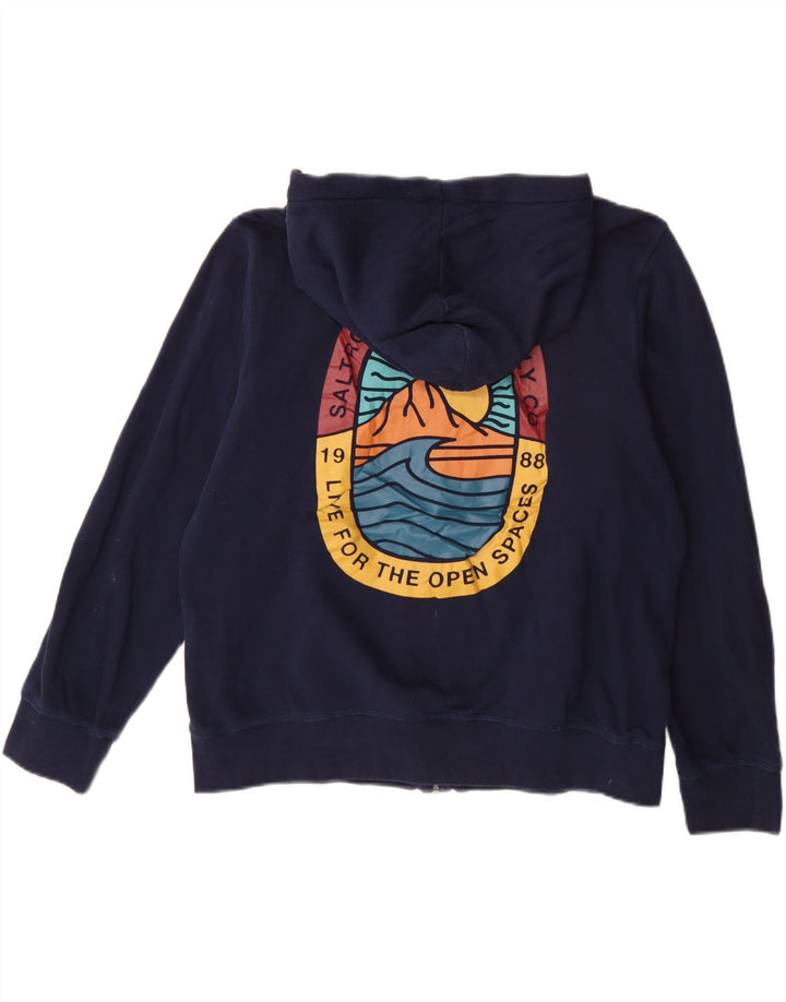 SALTROCK Maglione con cappuccio e zip grafica oversize da donna UK 16 Large Blu Navy