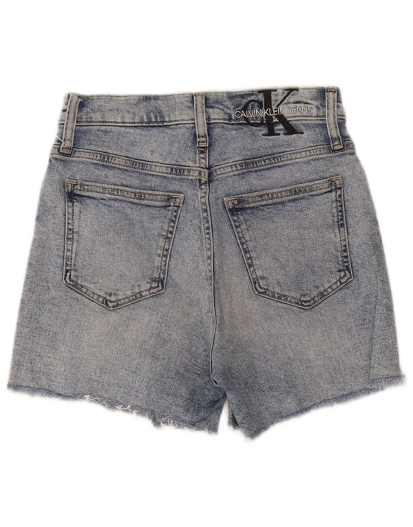 Pantaloncini di jeans a vita alta da donna Calvin Klein W26 piccoli in cotone blu
