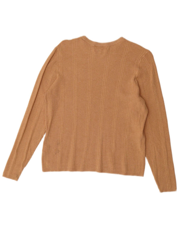 Marks & Spencer Top corto da donna a maniche lunghe UK 18 XL Beige viscosa