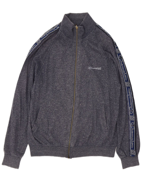 Giacca sportiva da uomo con grafica Champion, giacca grande in cotone chiazzato blu navy