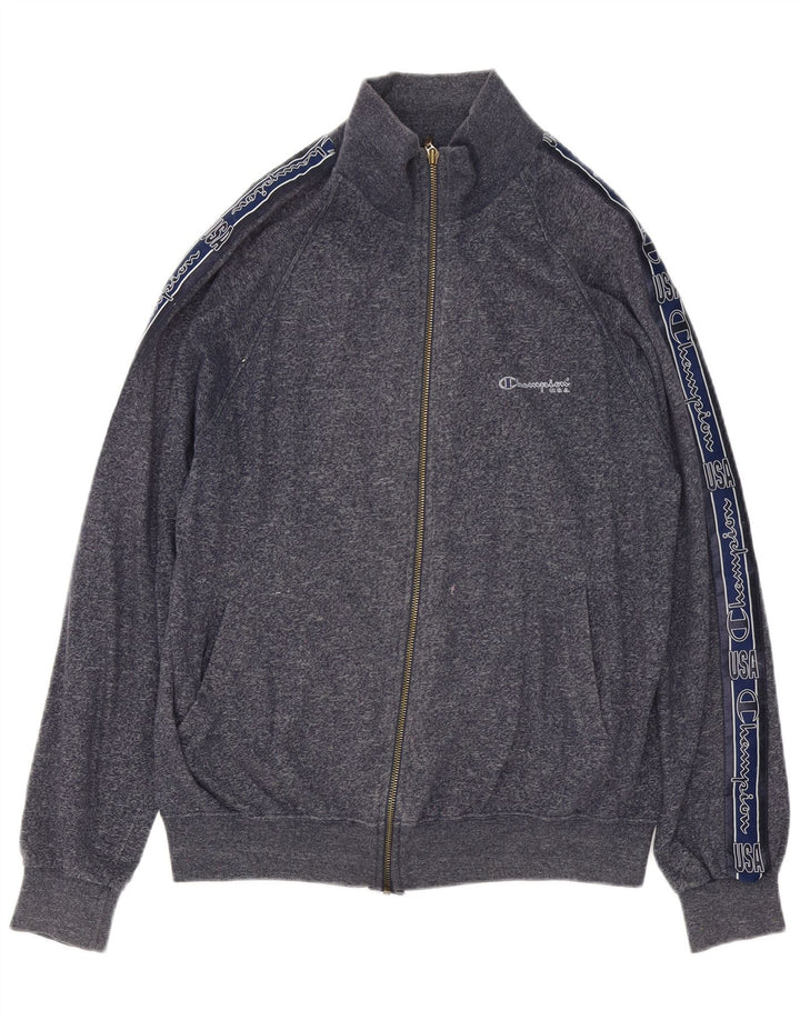 Giacca sportiva da uomo con grafica Champion, giacca grande in cotone chiazzato blu navy