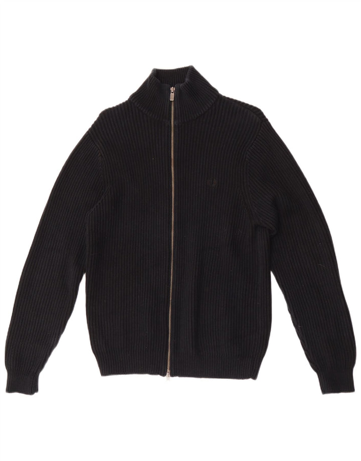 Maglione cardigan da uomo Fred Perry in cotone nero medio