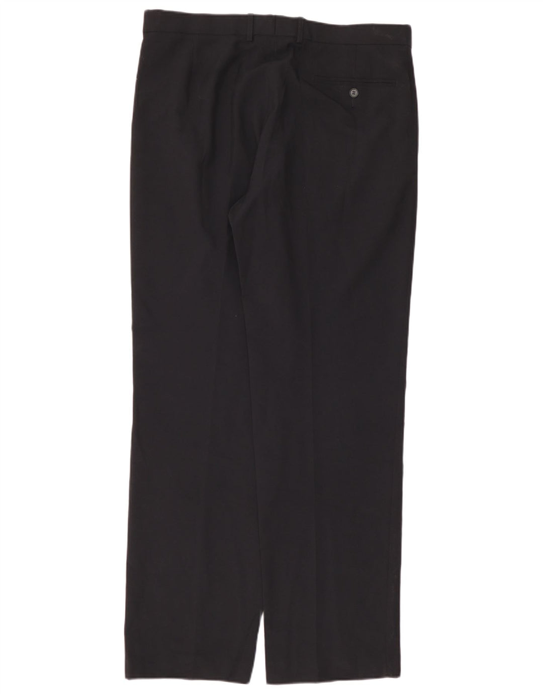 Pantaloni da abito dritti da uomo Marks & Spencer W36 L33 poliestere blu navy