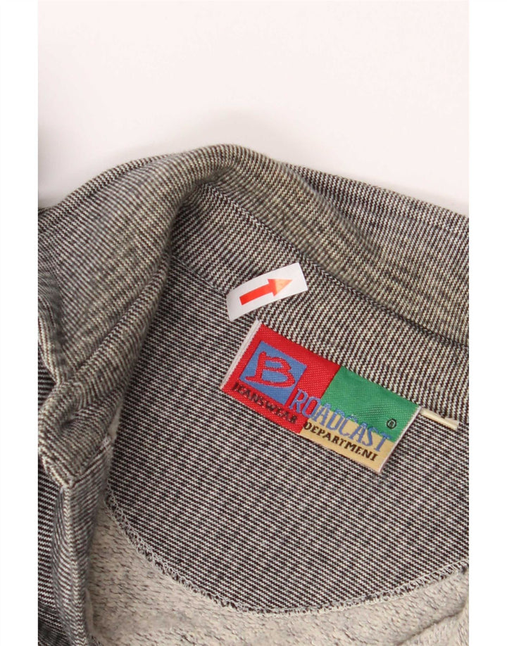 Camicia overshirt da uomo vintage in cotone gessato grigio medio