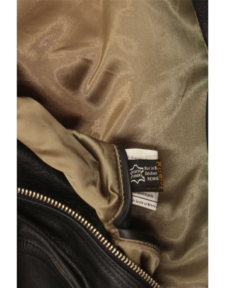 Giacca in pelle bomber vintage da uomo UK 36 piccola in pelle nera