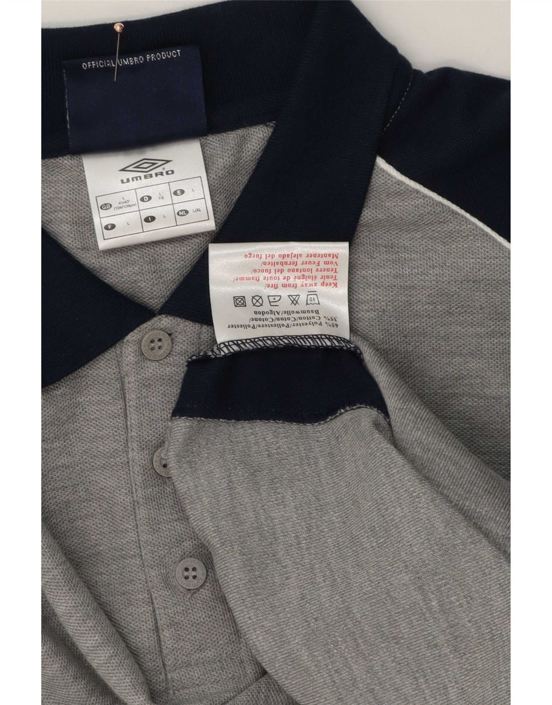 Polo da uomo Umbro UK 41/43 Large Grigio Colourblock Poliestere
