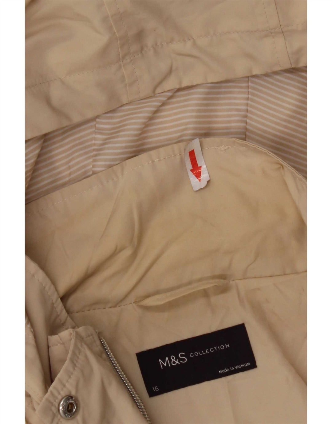 Giacca antipioggia con cappuccio da donna Marks & Spencer UK 16 Large Beige Poliestere