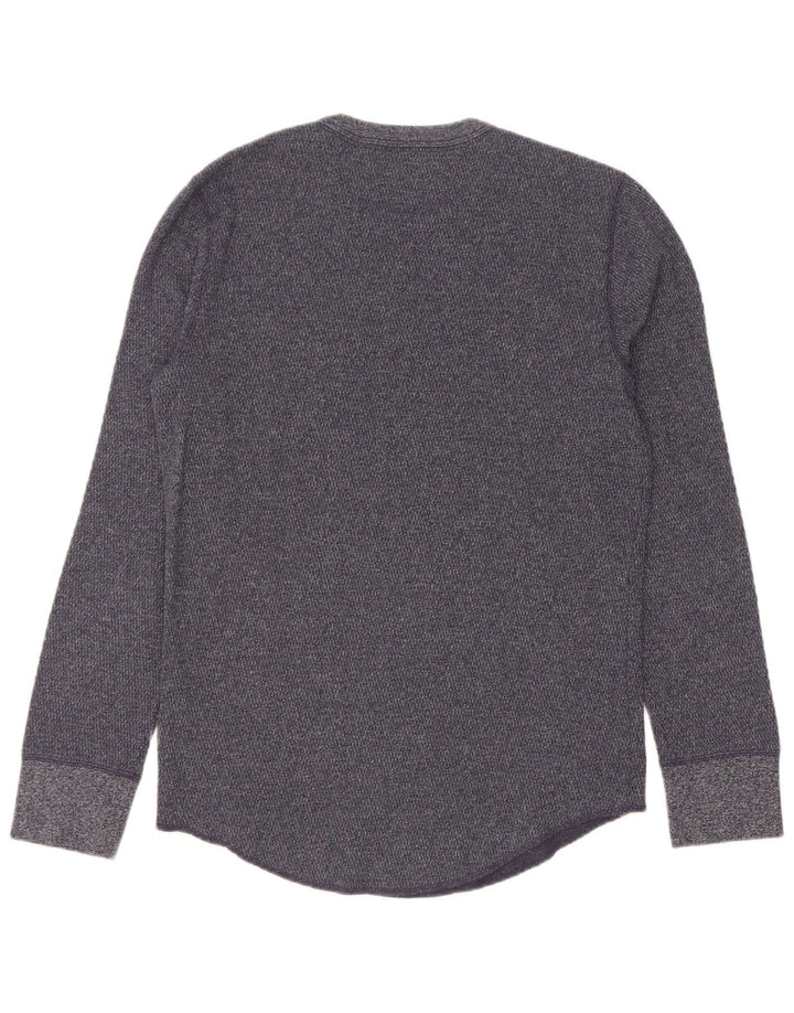 Top Hollister da uomo a maniche lunghe piccolo in cotone screziato blu navy