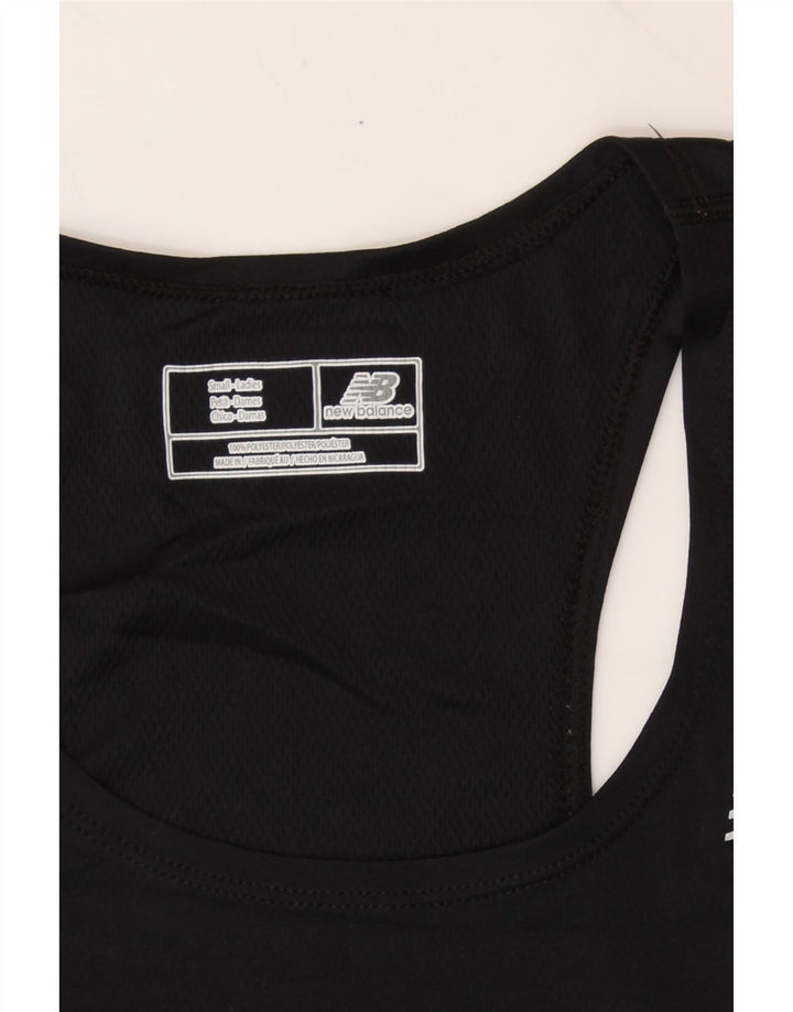 NEW BALANCE Womens Graphic Vest Top UK 8 Small Black Polyester Vintage New Balance and Second-Hand New Balance from Messina Hembry 