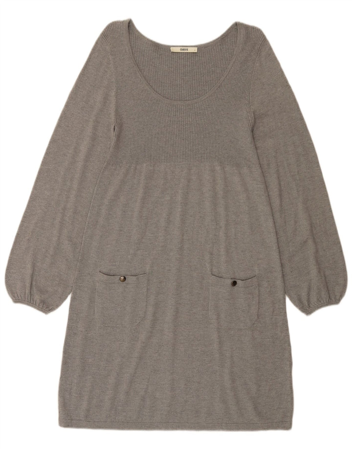 Abito maglione da donna Oasis UK 14 grande cotone grigio