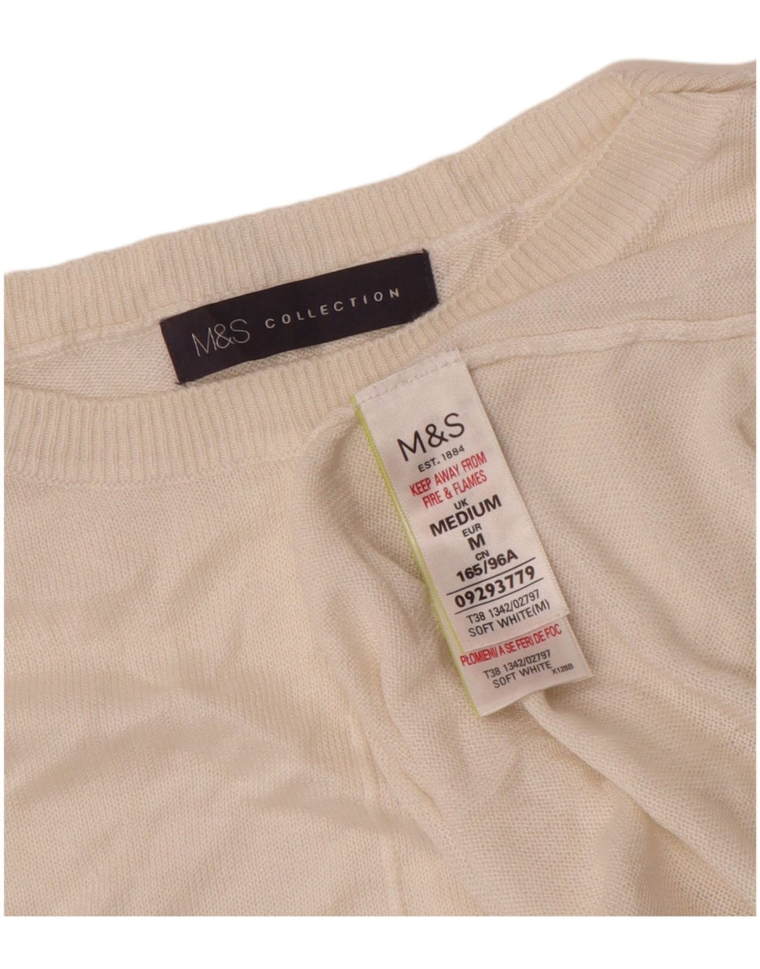 Maglione maglione con scollo a barca da donna Marks & Spencer UK 14 medio bianco sporco