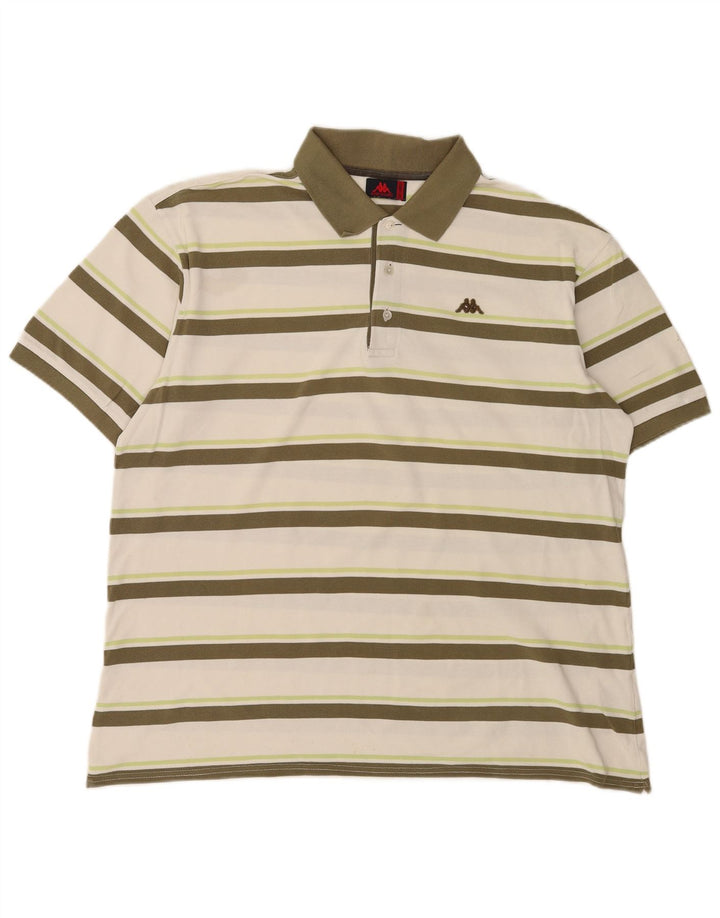 Polo Kappa Uomo 3XL Cotone Rigato Bianco