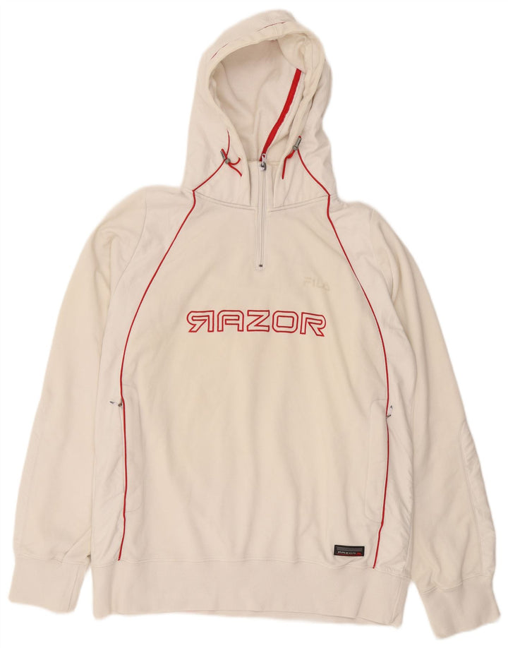 Maglione con cappuccio e zip grafica da uomo Fila, colore bianco medio